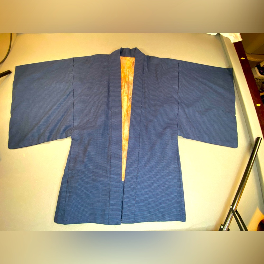 Vintage Kimono Jacket Black & Blue Large‎